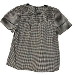 Black & White Gingham Smocked Blouse – Size M